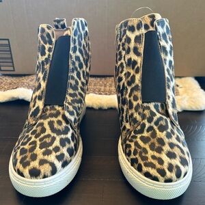 Women’s size 8 leopard print fashion sneakers - worn once